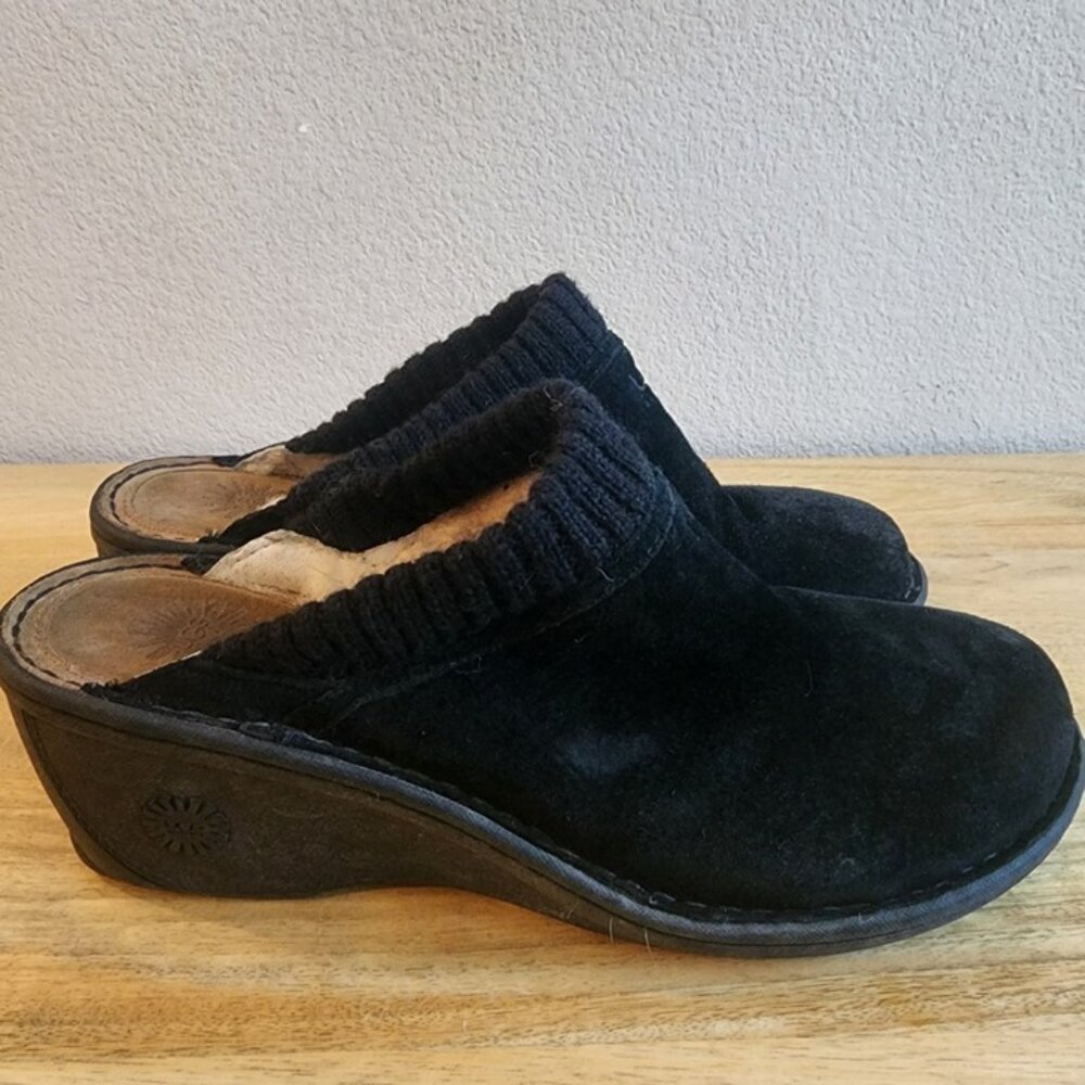 UGG Australia Shoes Womens Size 8 Suede Shearling Lined Wedge Slip On Clogs